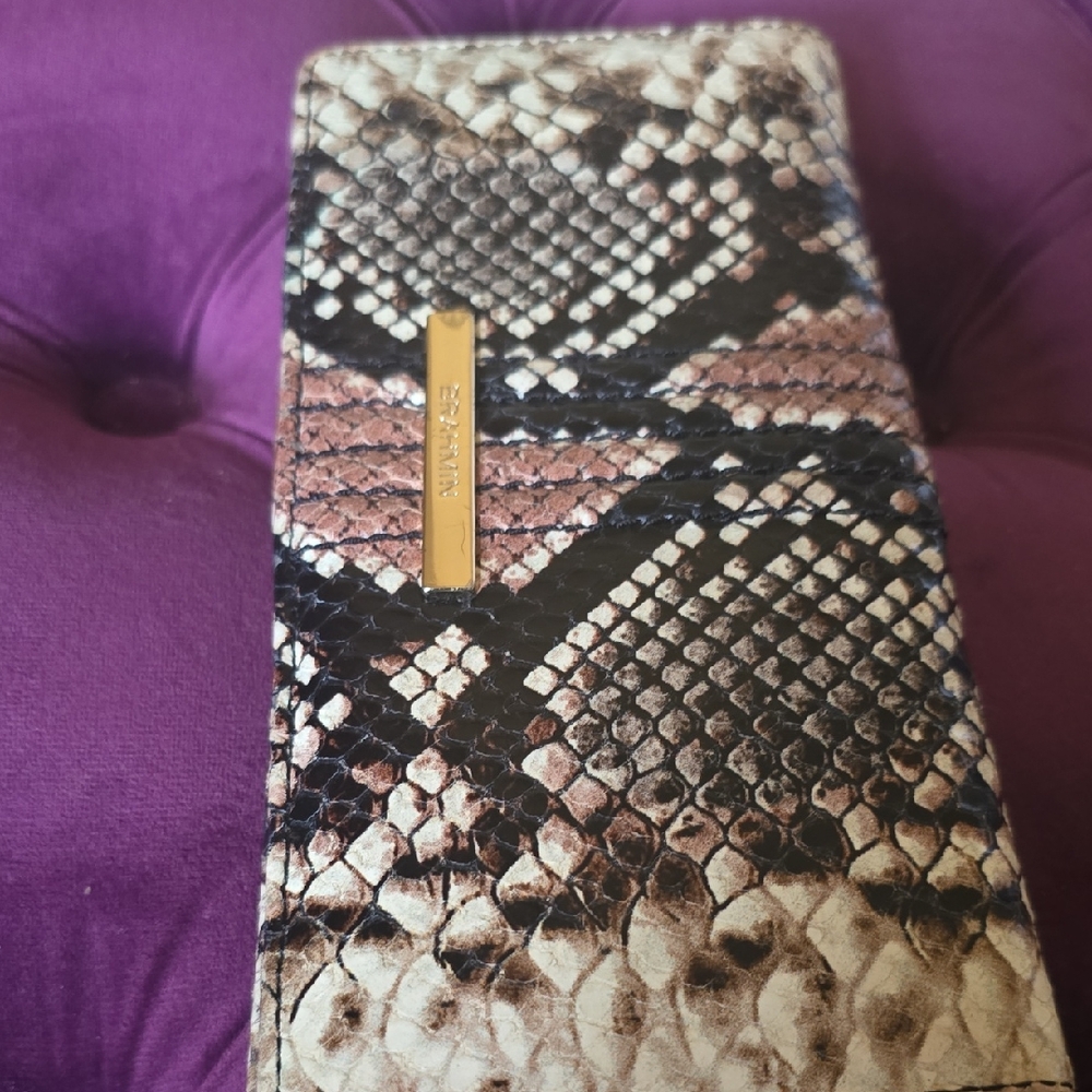 Brahmin Exotic Pattern Wallet in Brown and Black